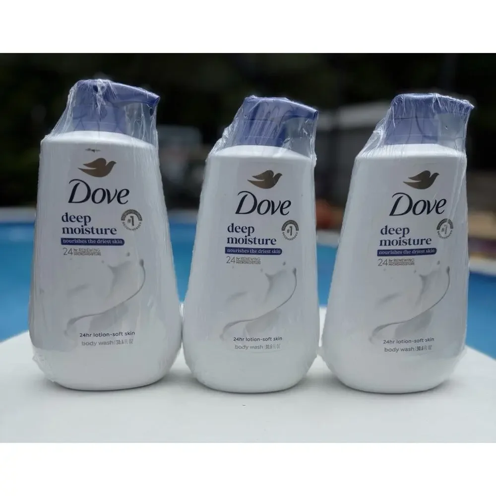 (3) Dove Body Wash Deep Moisture with Pump For Dry Skin Moisturizing 30.6oz Ea